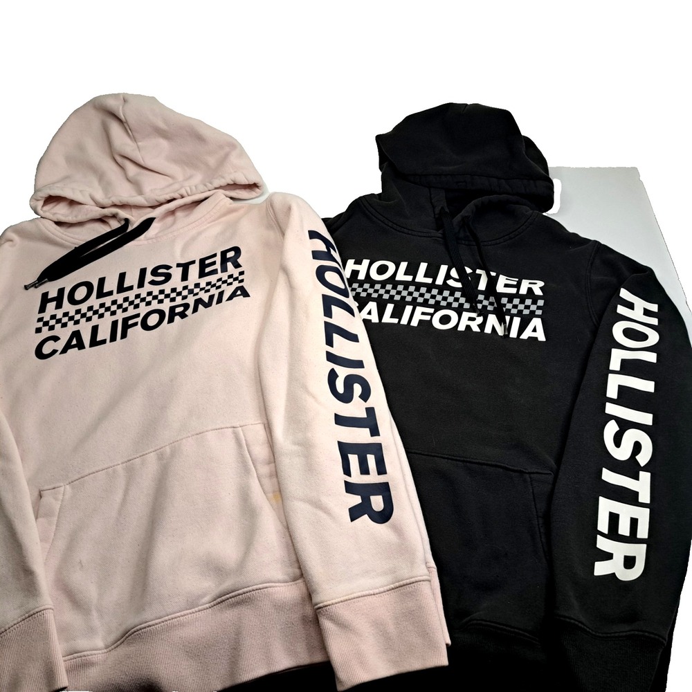 Hollister California Hoodie Lot of 2 Mens XL Preppy Skate Streetwear Pink Black